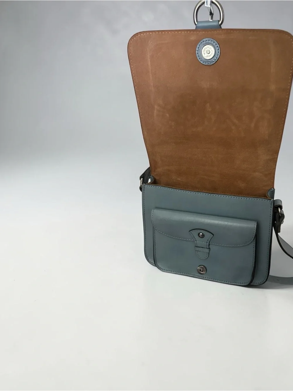 Patricia Nash Ilina Rose Tooled Leather Crossbody Bag Flap Blue Purse - Picture 13 of 14